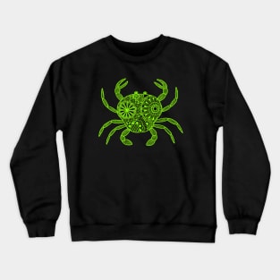 Mandala Crab (green and black inverted) Crewneck Sweatshirt